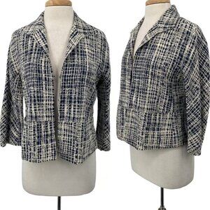Lafayette 148 NY Tweed Plaid Textured Blazer Jacket‎ Size 10